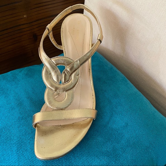 KATE SPADE gold leather sling back strappy stiletto pump
